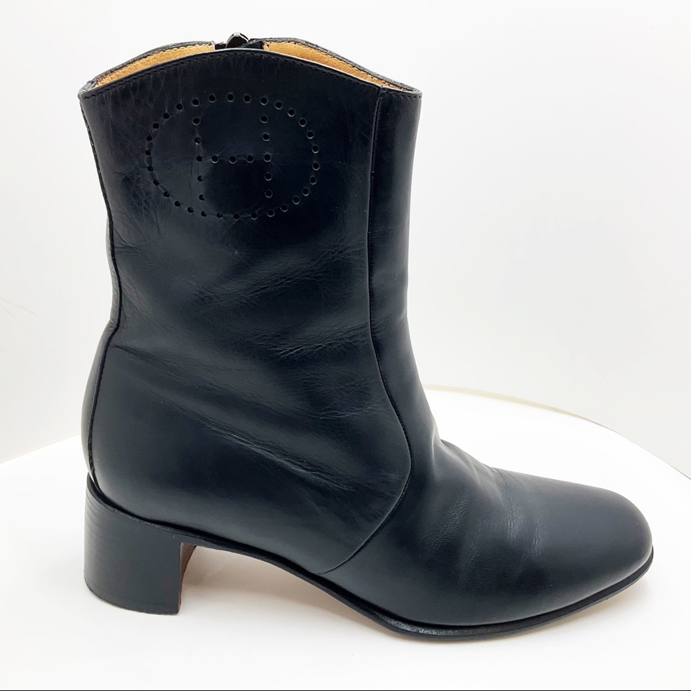 {Hermès} Signature “H” Leather Ankle Booties